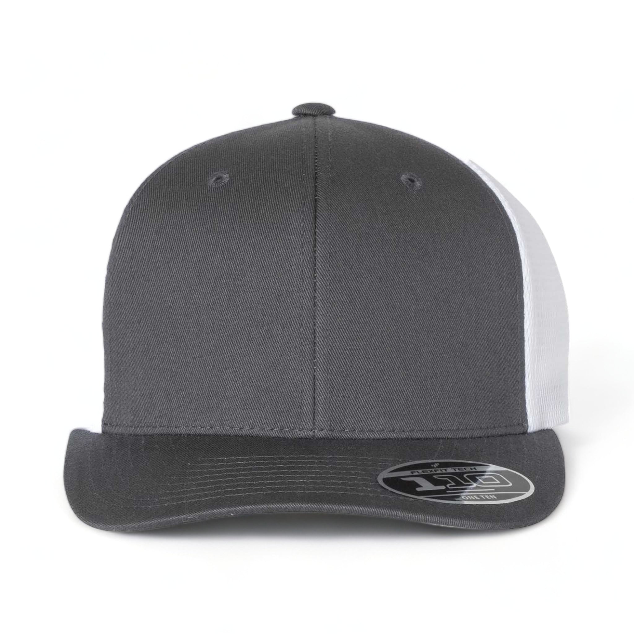 Front view of Flexfit 110M custom hat in charcoal and white