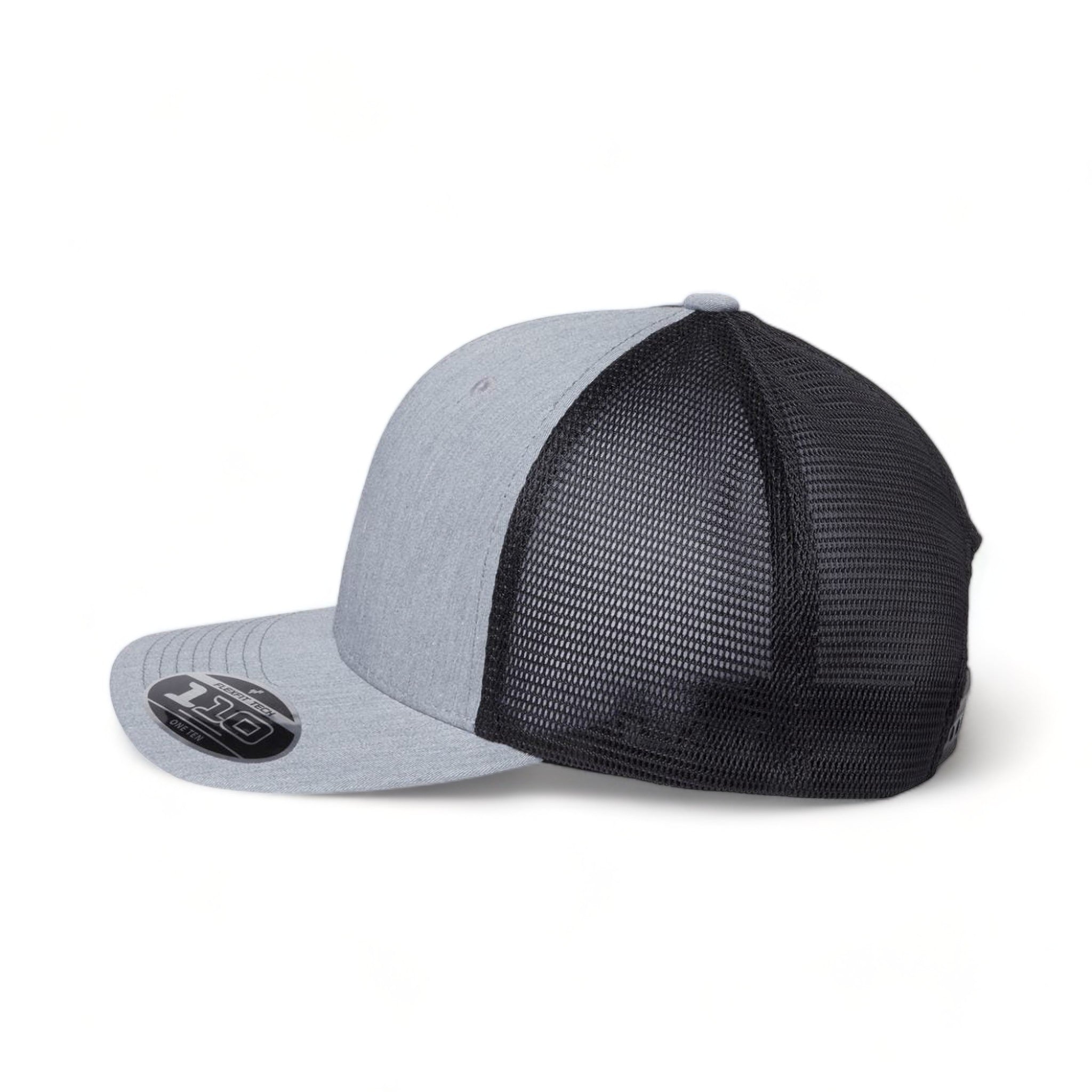 Side view of Flexfit 110M custom hat in heather grey and black