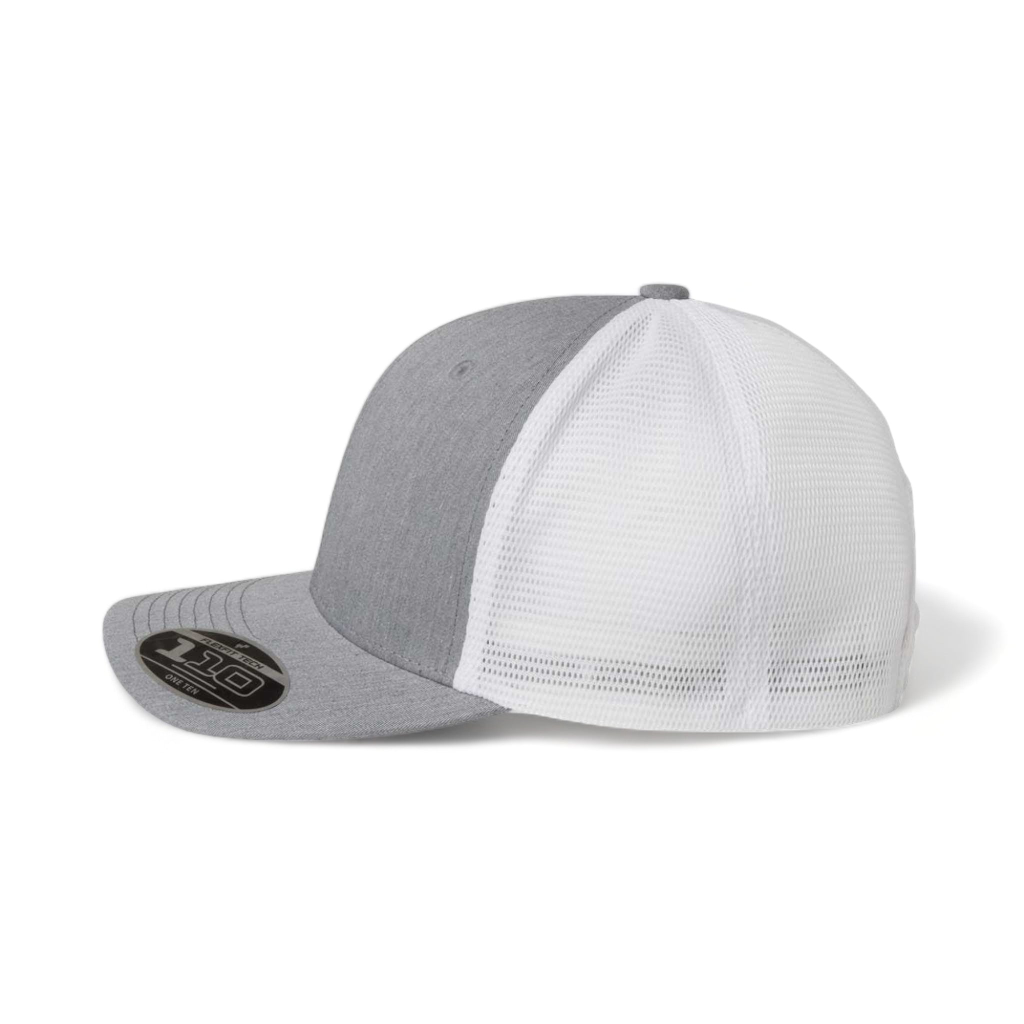 Side view of Flexfit 110M custom hat in heather grey and white