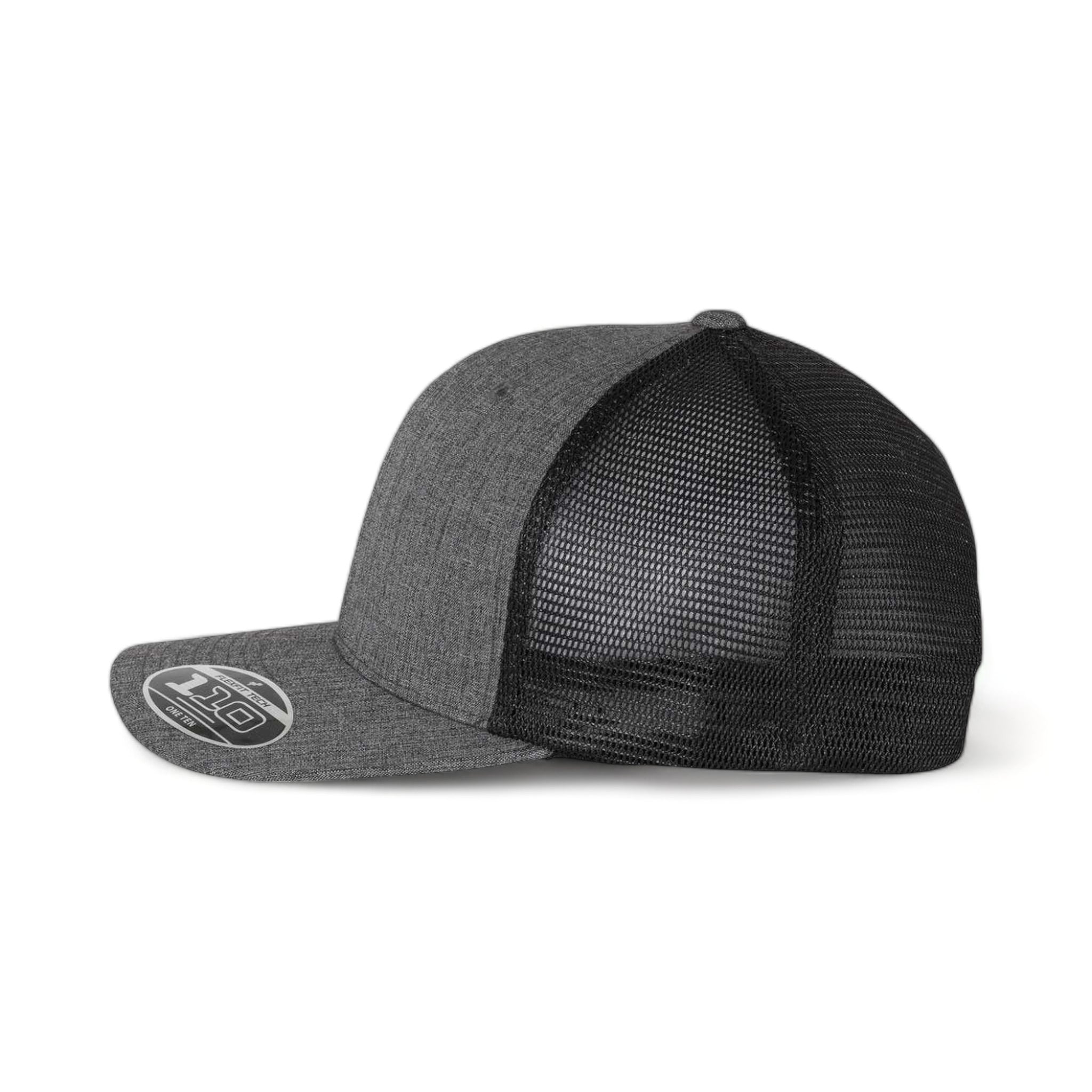 Side view of Flexfit 110M custom hat in melange charcoal and black