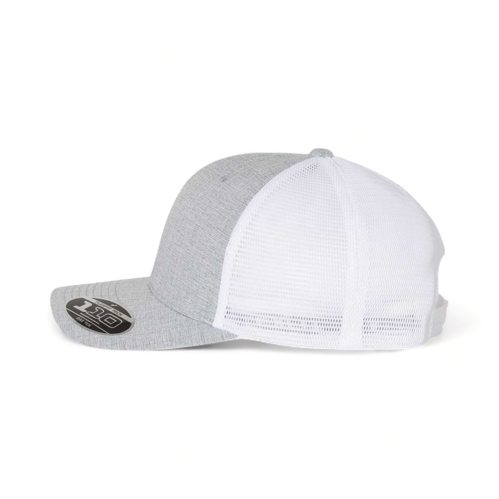 Side view of Flexfit 110M custom hat in melange silver and white