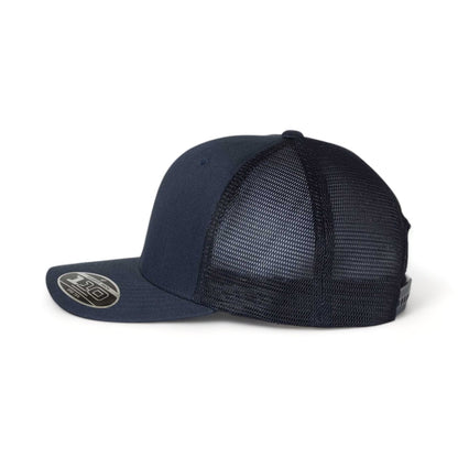 Side view of Flexfit 110M custom hat in navy