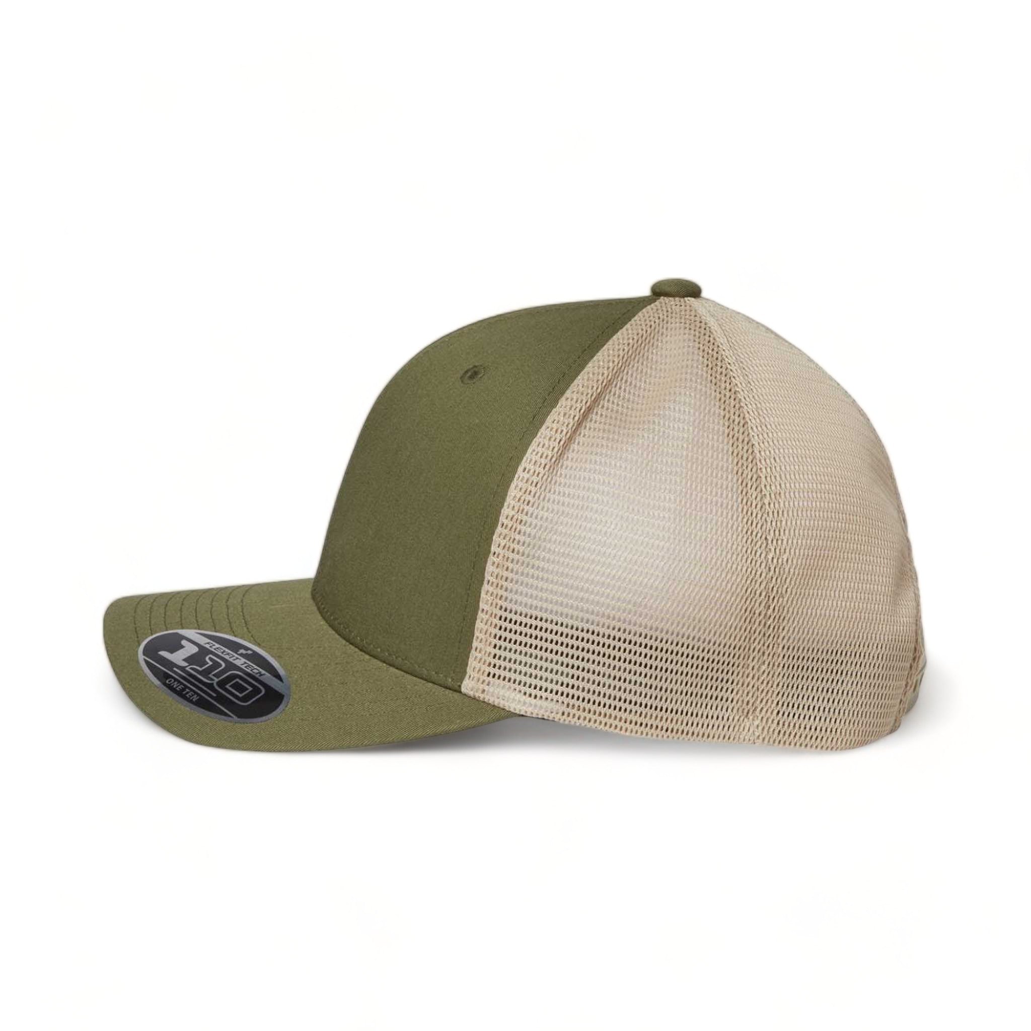 Side view of Flexfit 110M custom hat in olive and khaki
