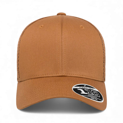 Front view of Flexfit 110M custom hat in caramel