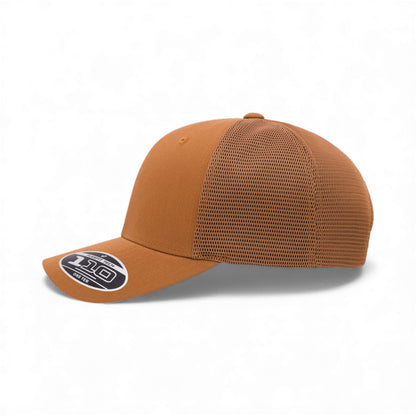 Left side view of Flexfit 110M custom hat in caramel