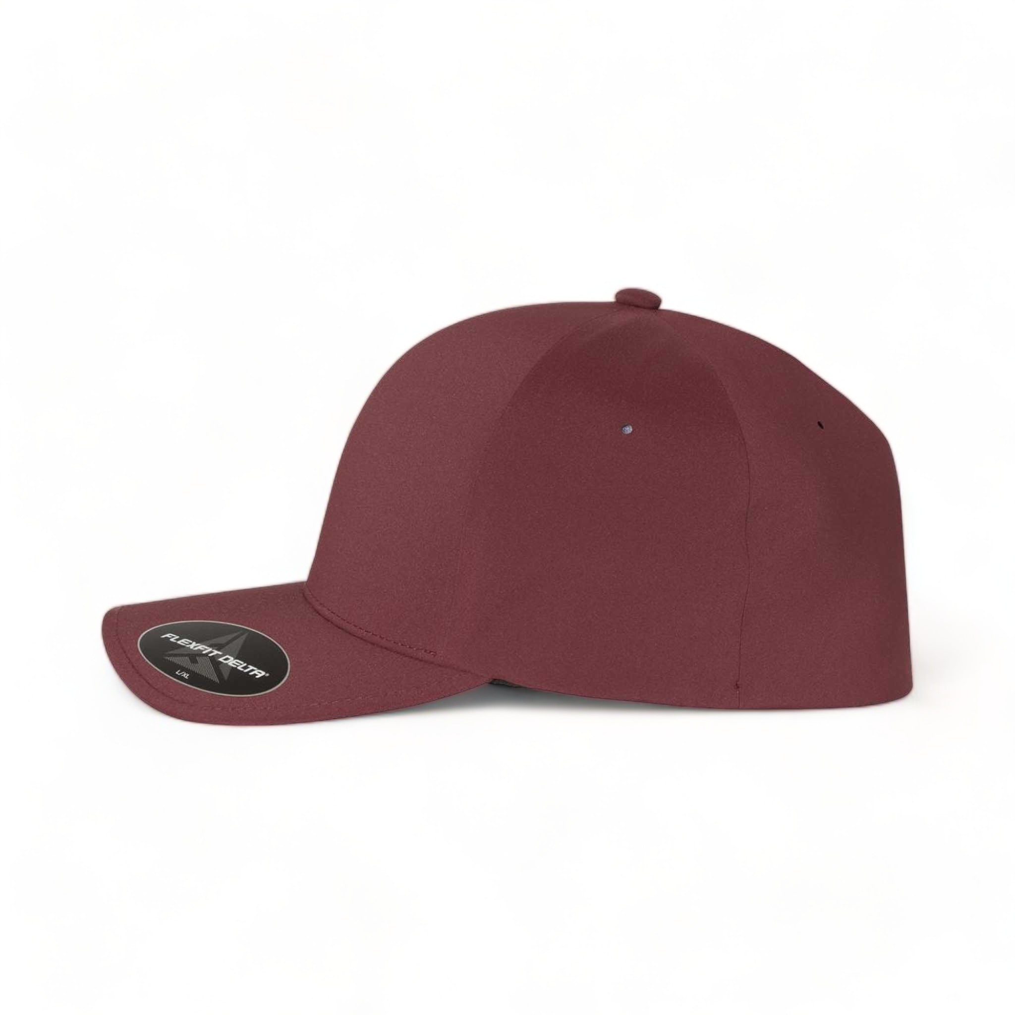 Side view of Flexfit 180 custom hat in maroon