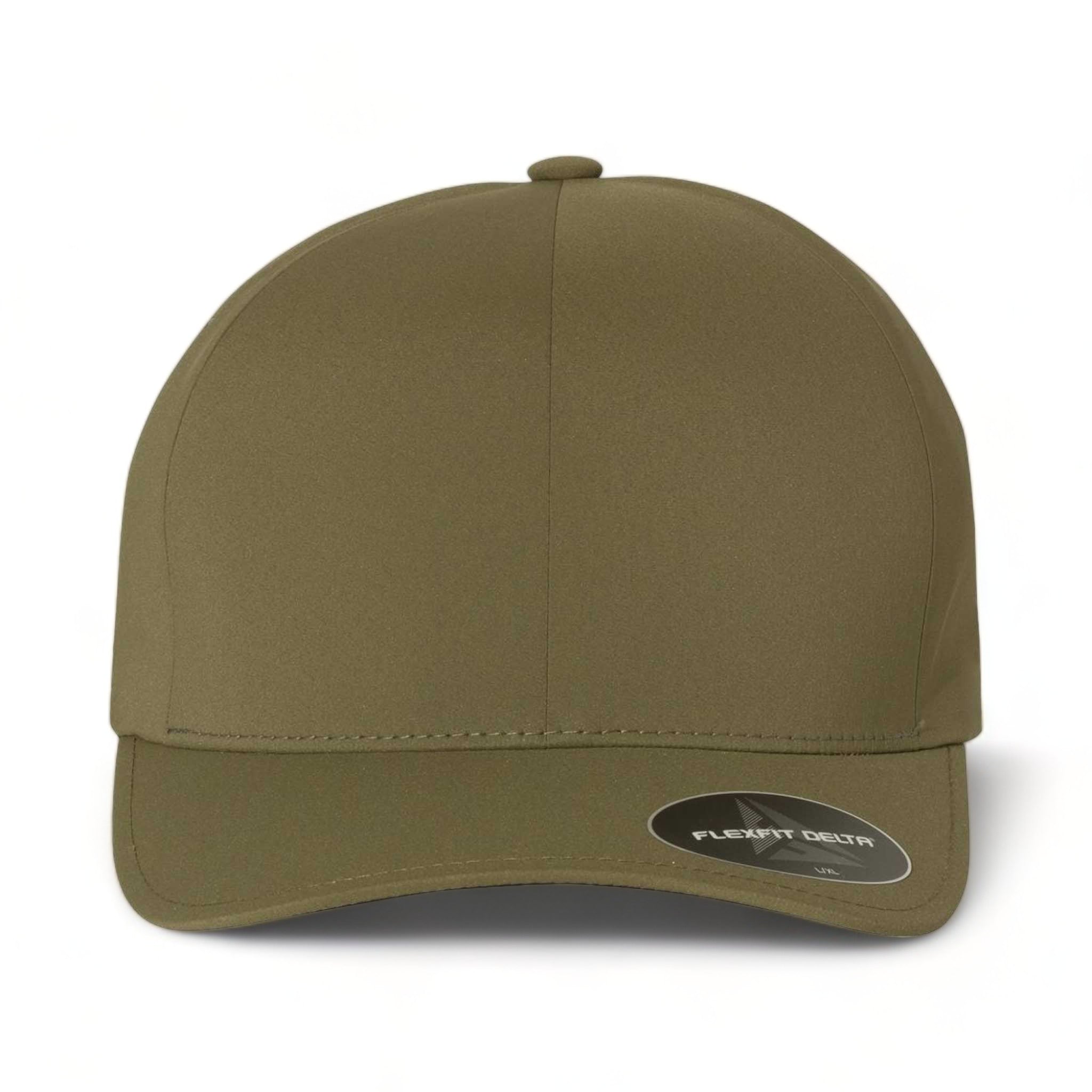 Front view of Flexfit 180 custom hat in olive