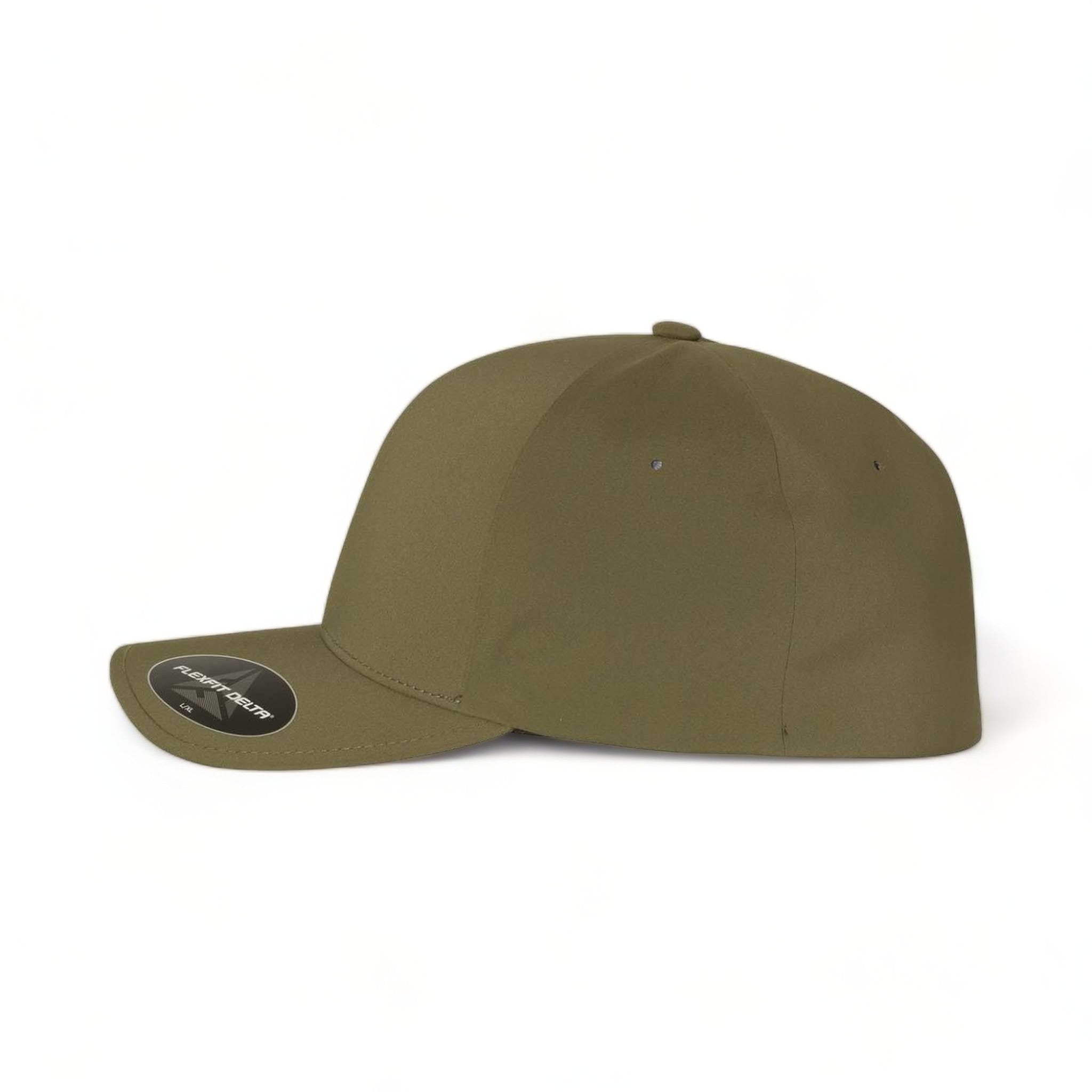 Side view of Flexfit 180 custom hat in olive