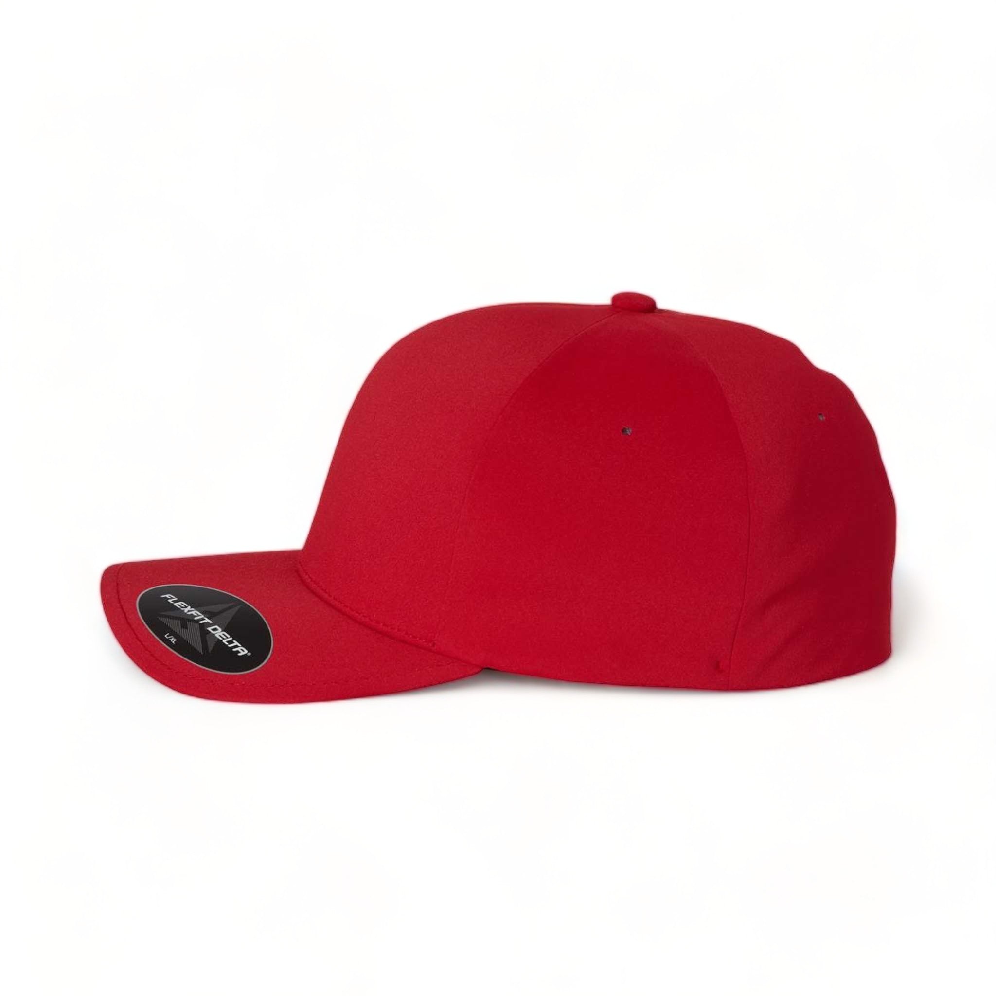 Side view of Flexfit 180 custom hat in red