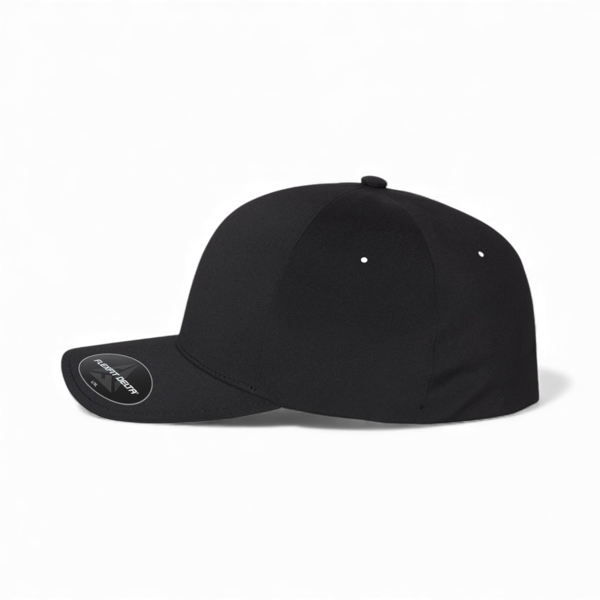 Left side view of Flexfit 180 custom hat in black