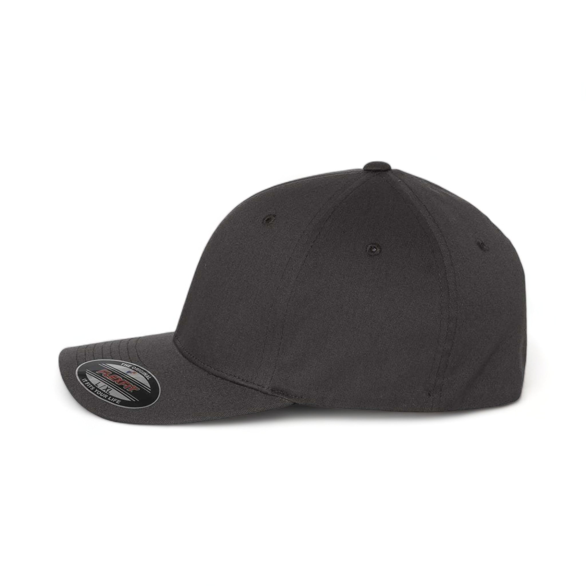 Side view of Flexfit 5001 custom hat in dark grey