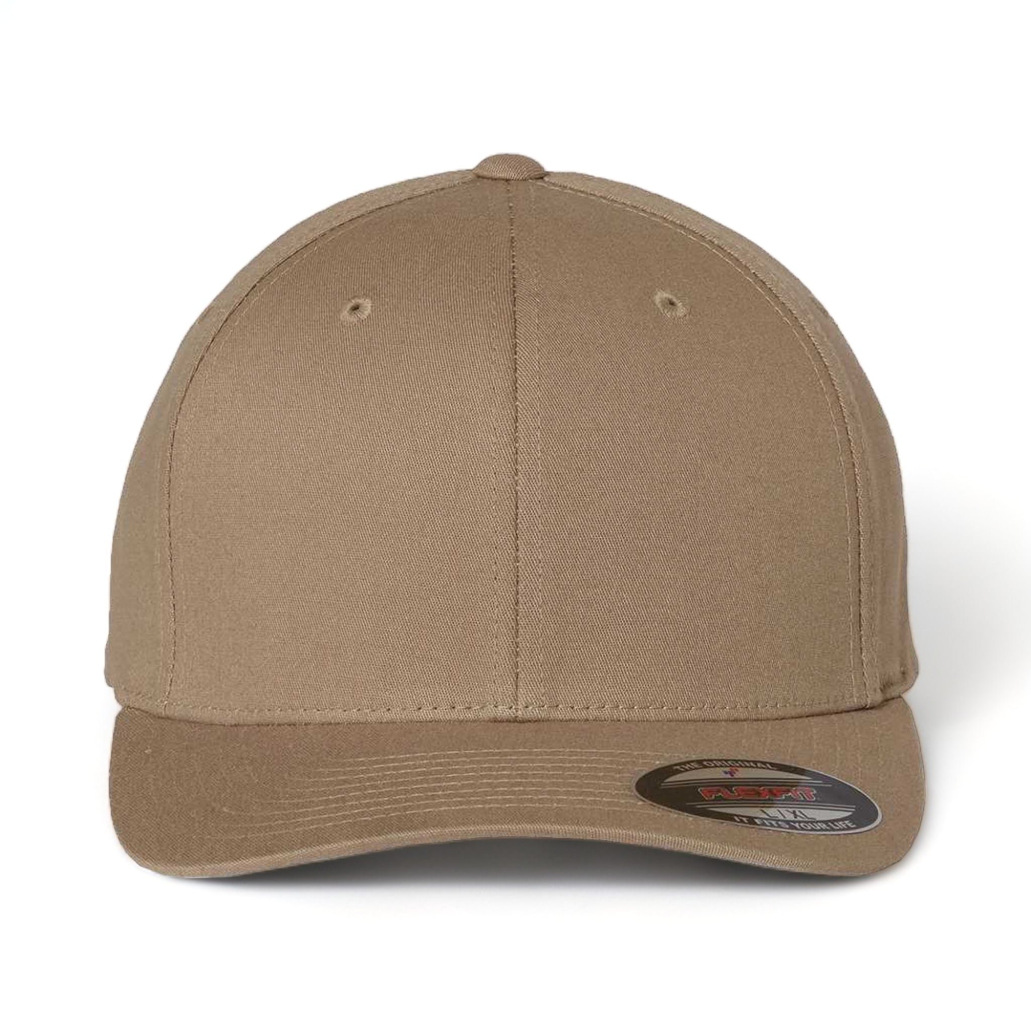 Front view of Flexfit 5001 custom hat in khaki