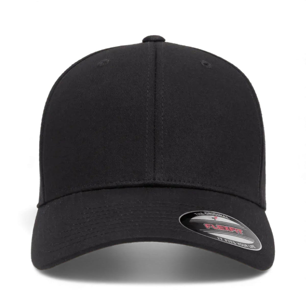 Front view of Flexfit 5001 custom hat in black