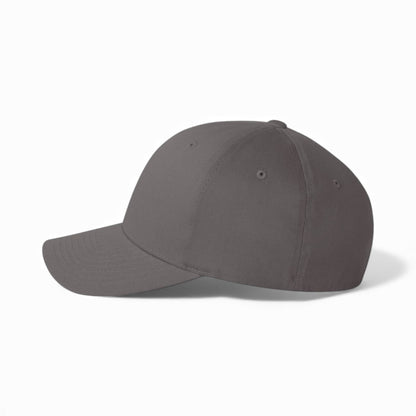 Left side view of Flexfit 5001 custom hat in grey