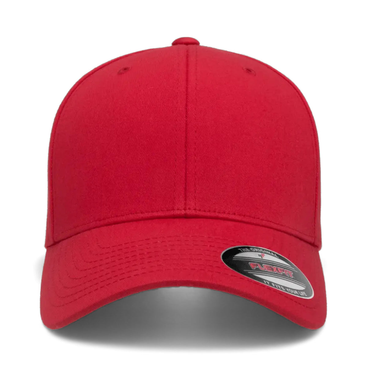 Front view of Flexfit 5001 custom hat in red