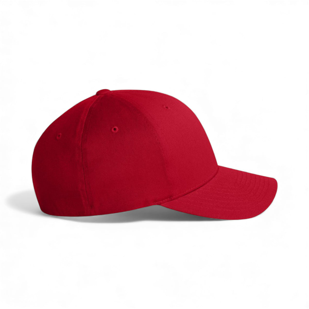 Right side view of Flexfit 5001 custom hat in red