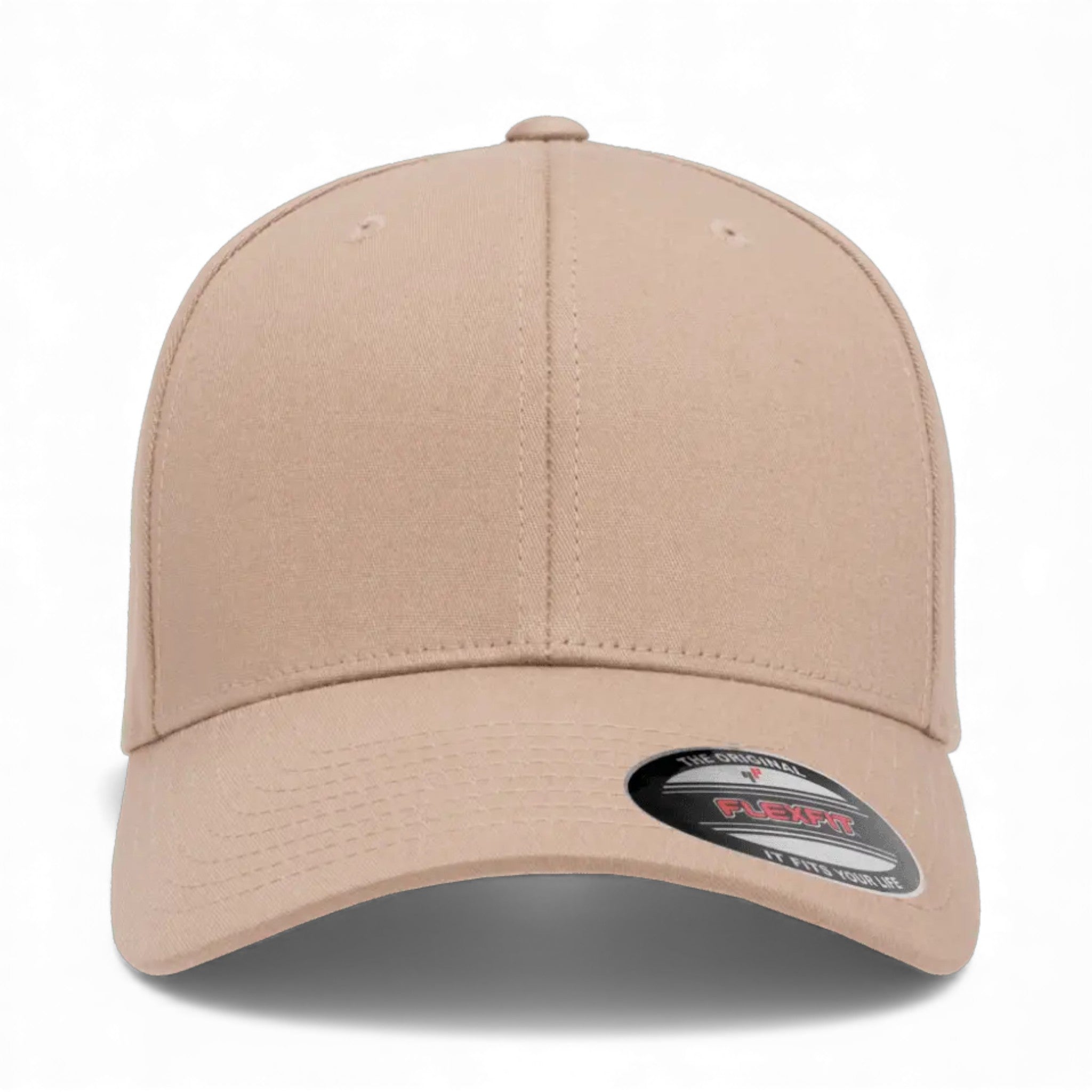 Front view of Flexfit 5001 custom hat in khaki