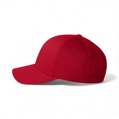 Left side view of Flexfit 5001 custom hat in red