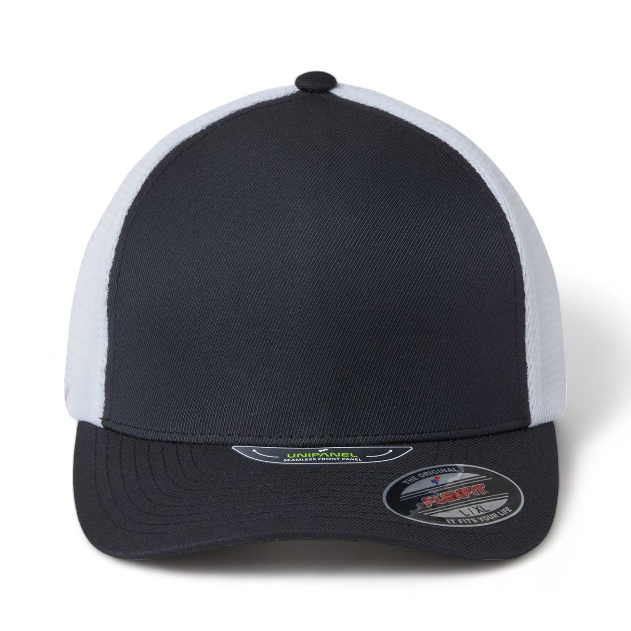Front view of Flexfit 5511UP custom hat in black and white