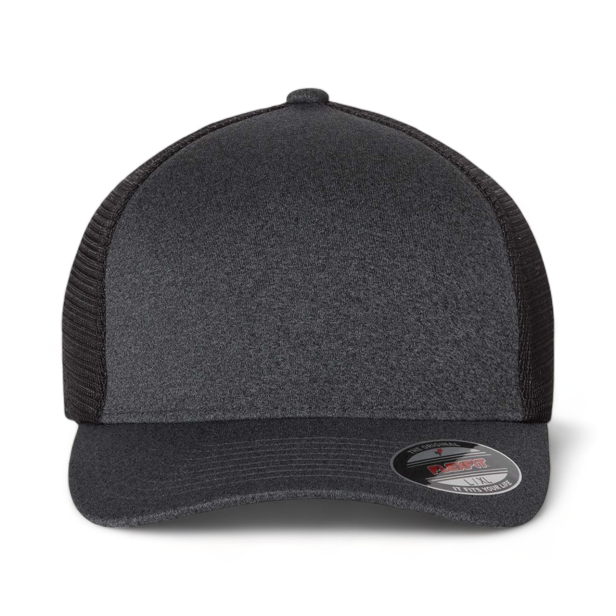 Front view of Flexfit 5511UP custom hat in mélange dark grey and black