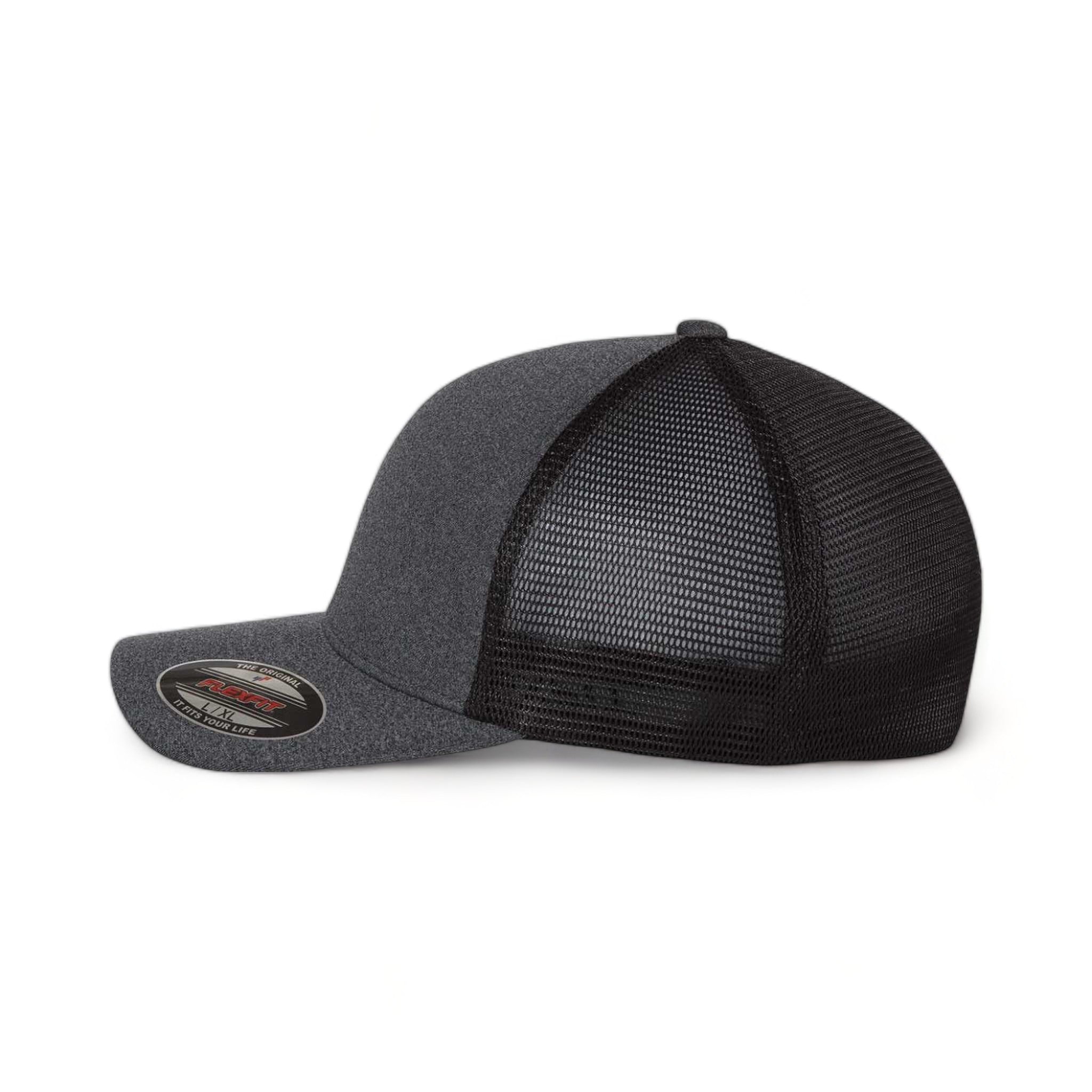 Side view of Flexfit 5511UP custom hat in mélange dark grey and black