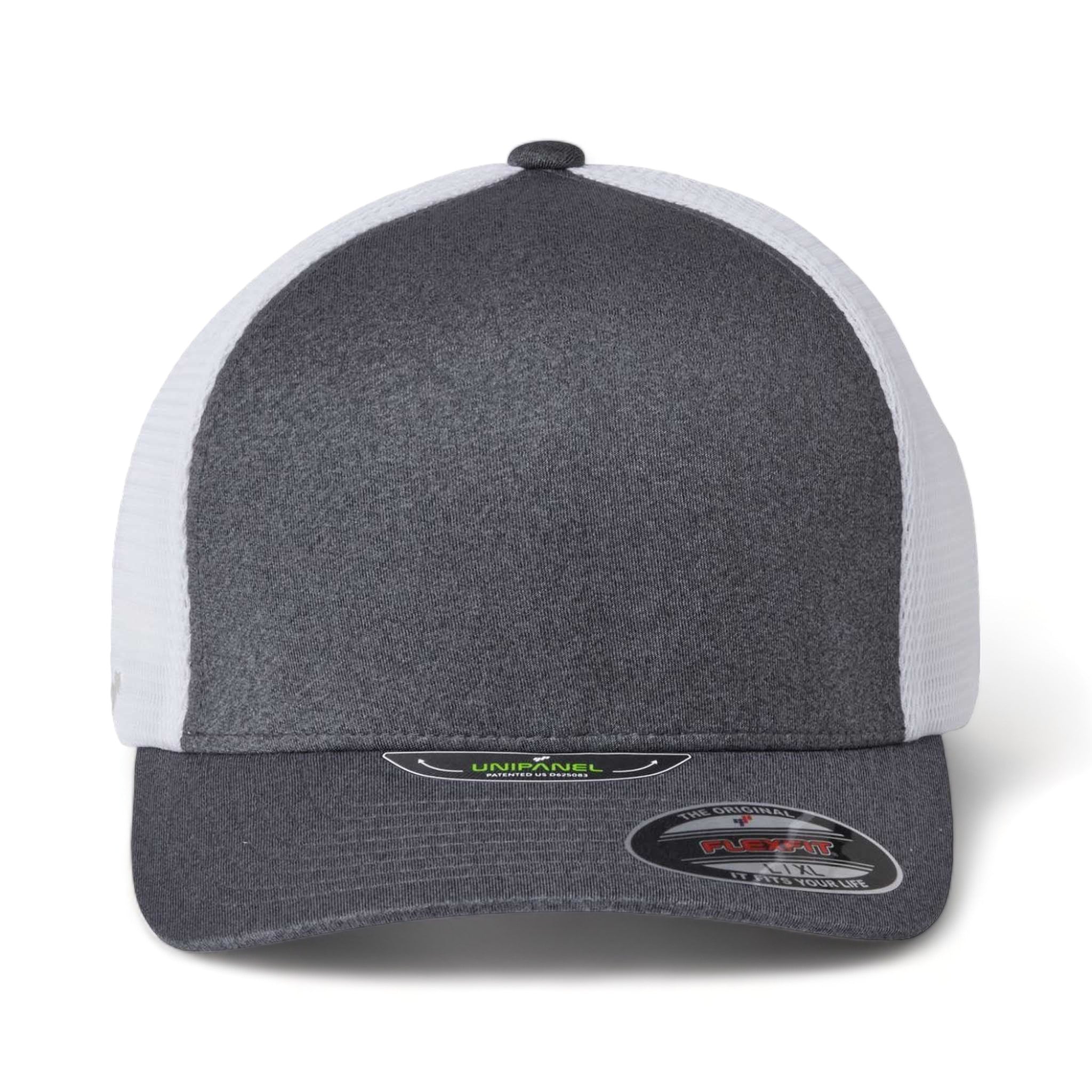 Front view of Flexfit 5511UP custom hat in mélange dark grey and white