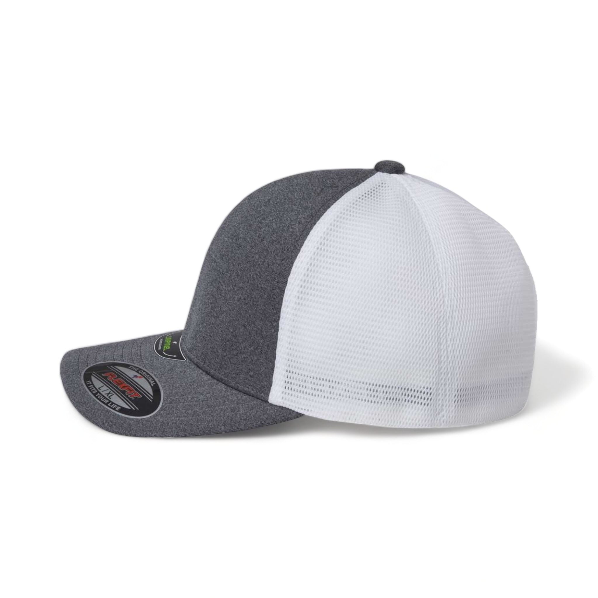Side view of Flexfit 5511UP custom hat in mélange dark grey and white
