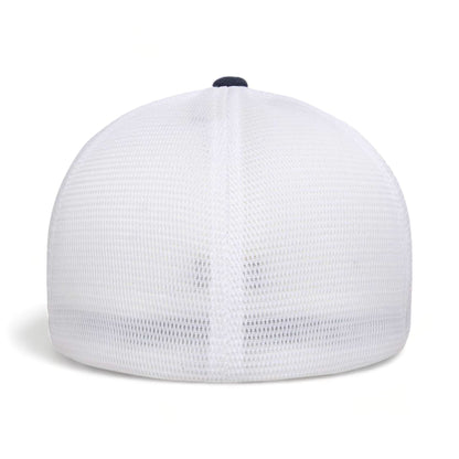 Back view of Flexfit 5511UP custom hat in mélange navy and white