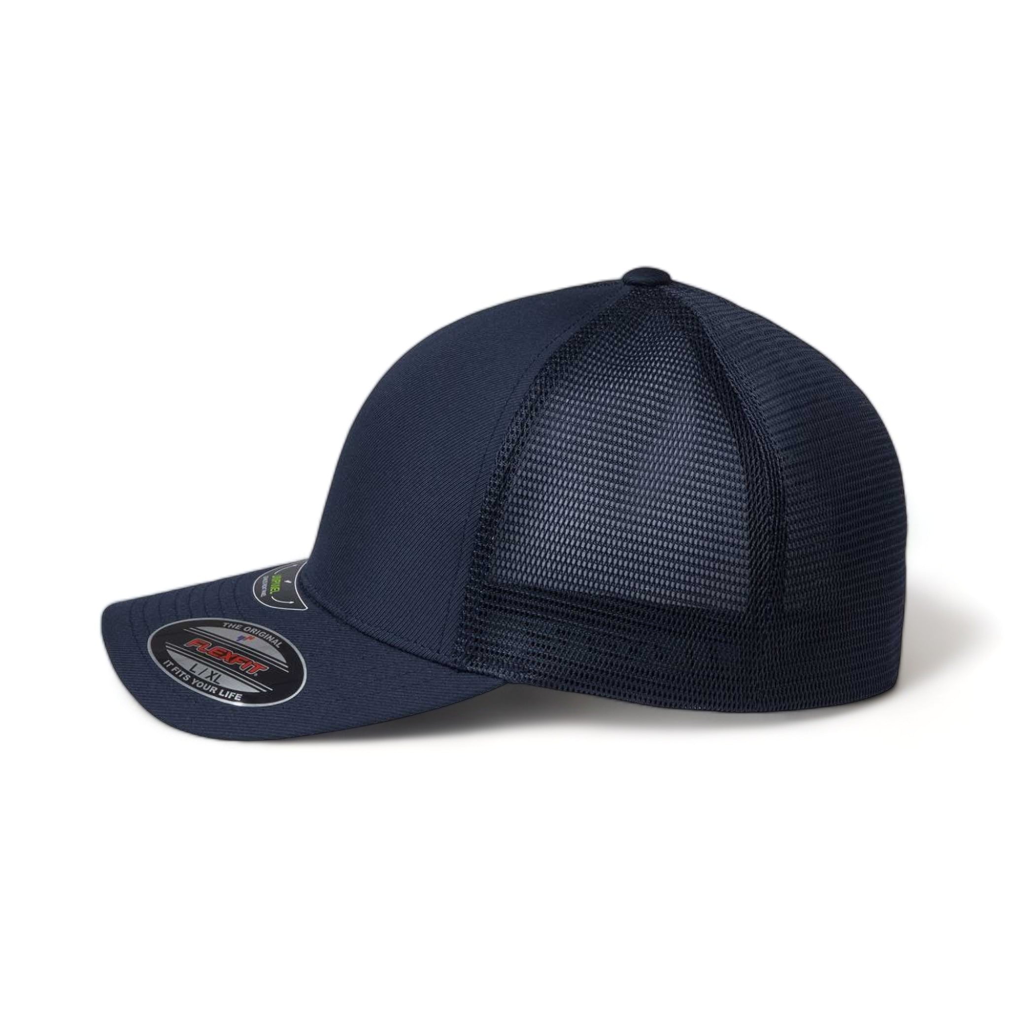 Side view of Flexfit 5511UP custom hat in true navy