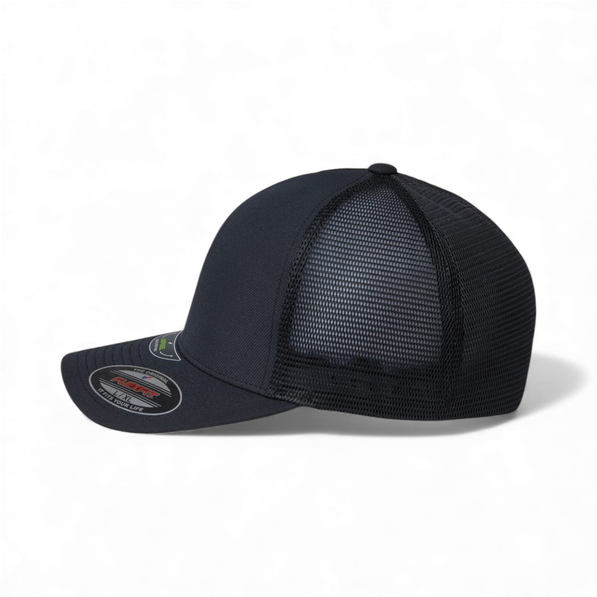 Left side view of Flexfit 5511UP custom hat in black