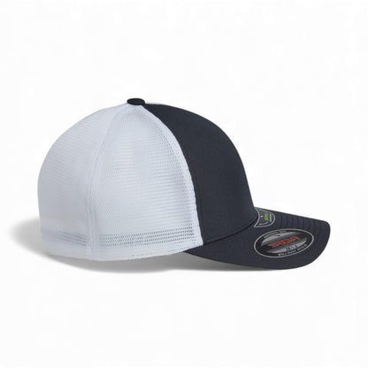 Right side view of Flexfit 5511UP custom hat in black and white