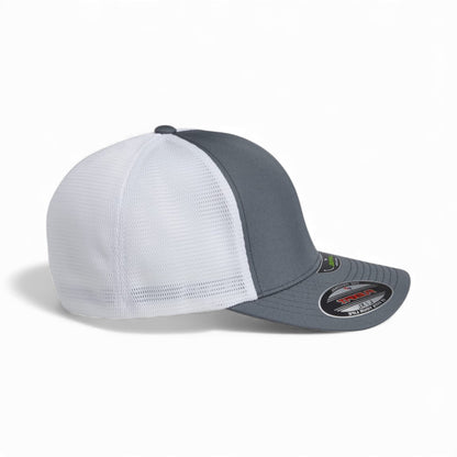 Right side view of Flexfit 5511UP custom hat in charcoal and white