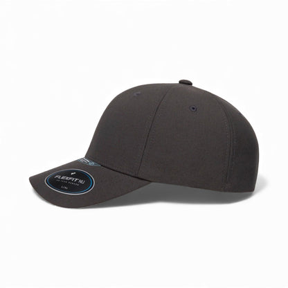 Left side view of Flexfit 6100NU custom hat in dark grey