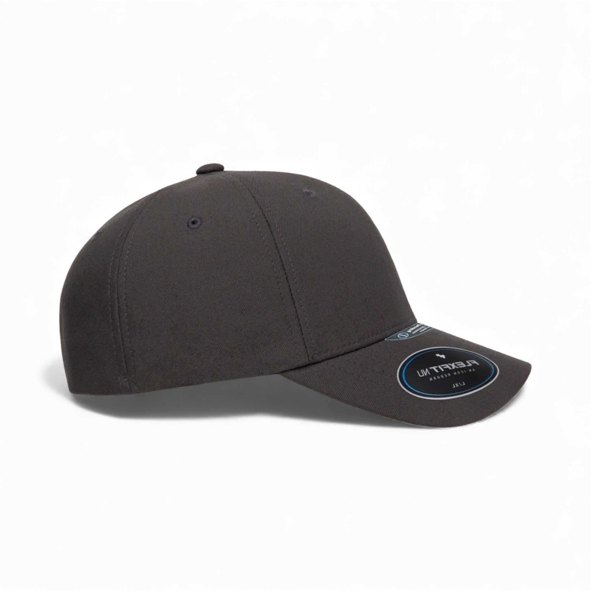 Right side view of Flexfit 6100NU custom hat in dark grey