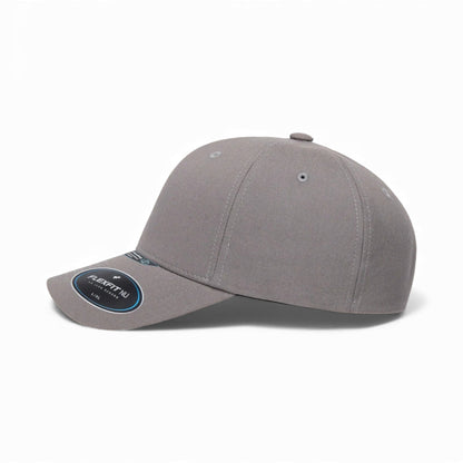 Left side view of Flexfit 6100NU custom hat in grey