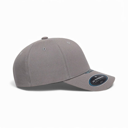 Right side view of Flexfit 6100NU custom hat in grey
