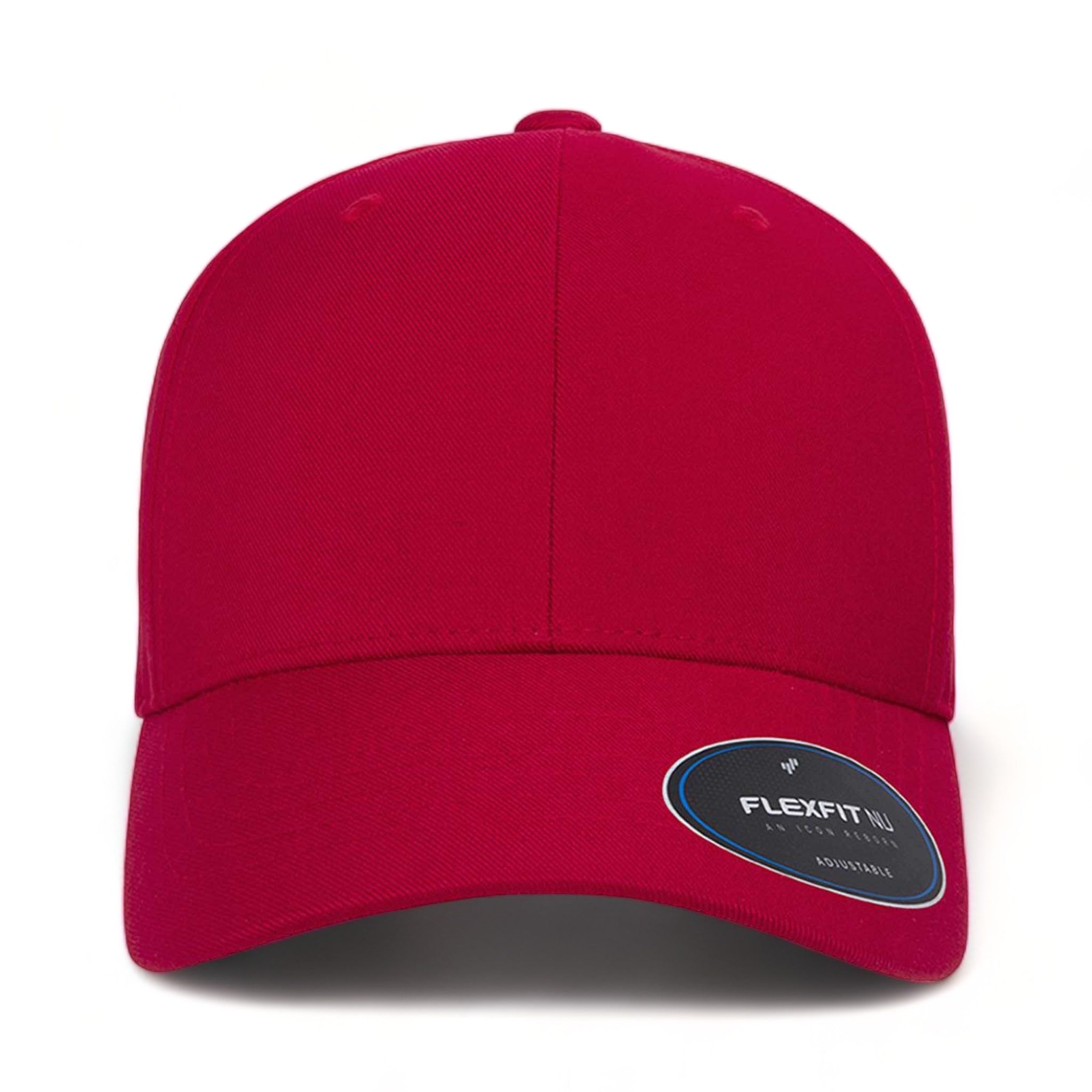 Front view of Flexfit 6110NU custom hat in red