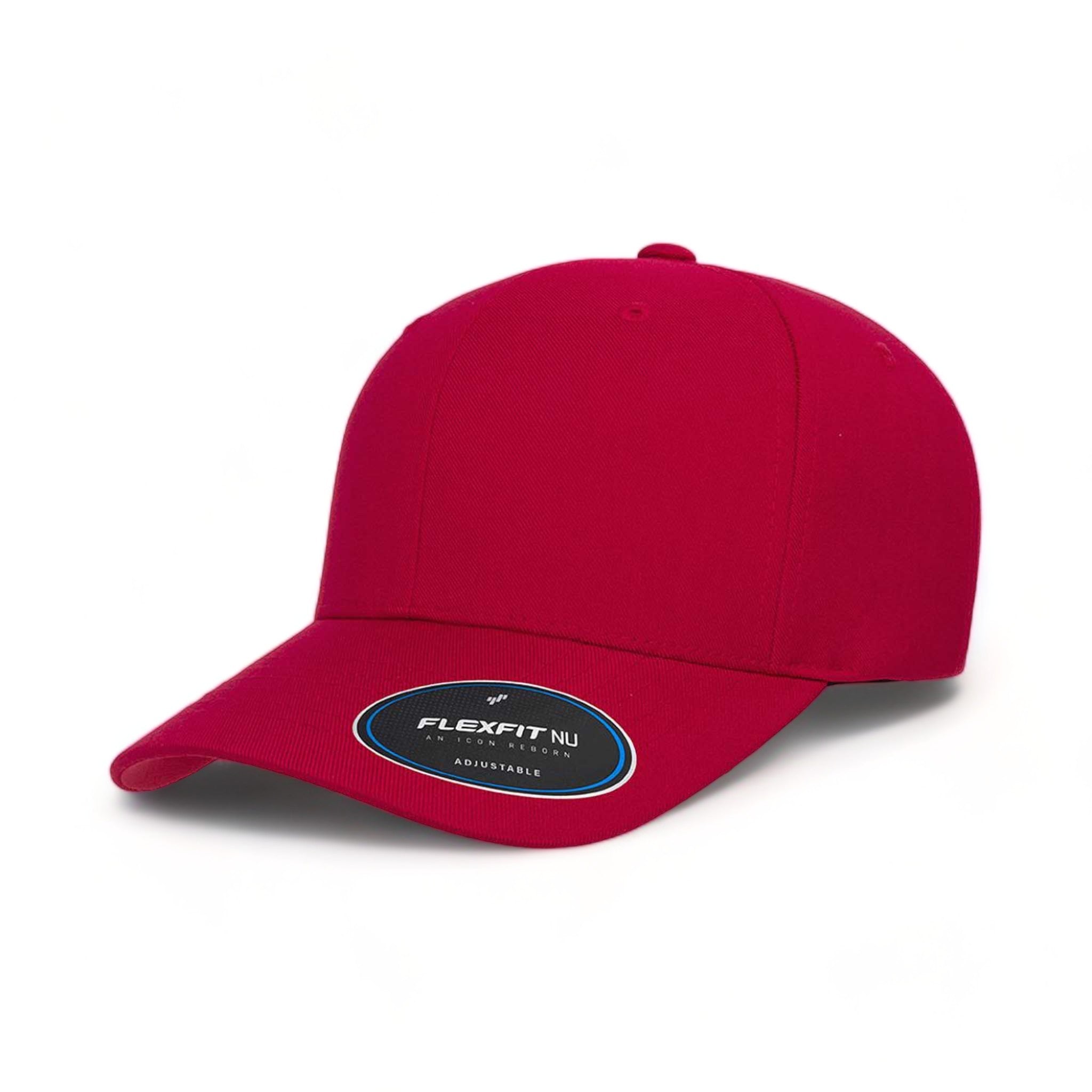 Side view of Flexfit 6110NU custom hat in red