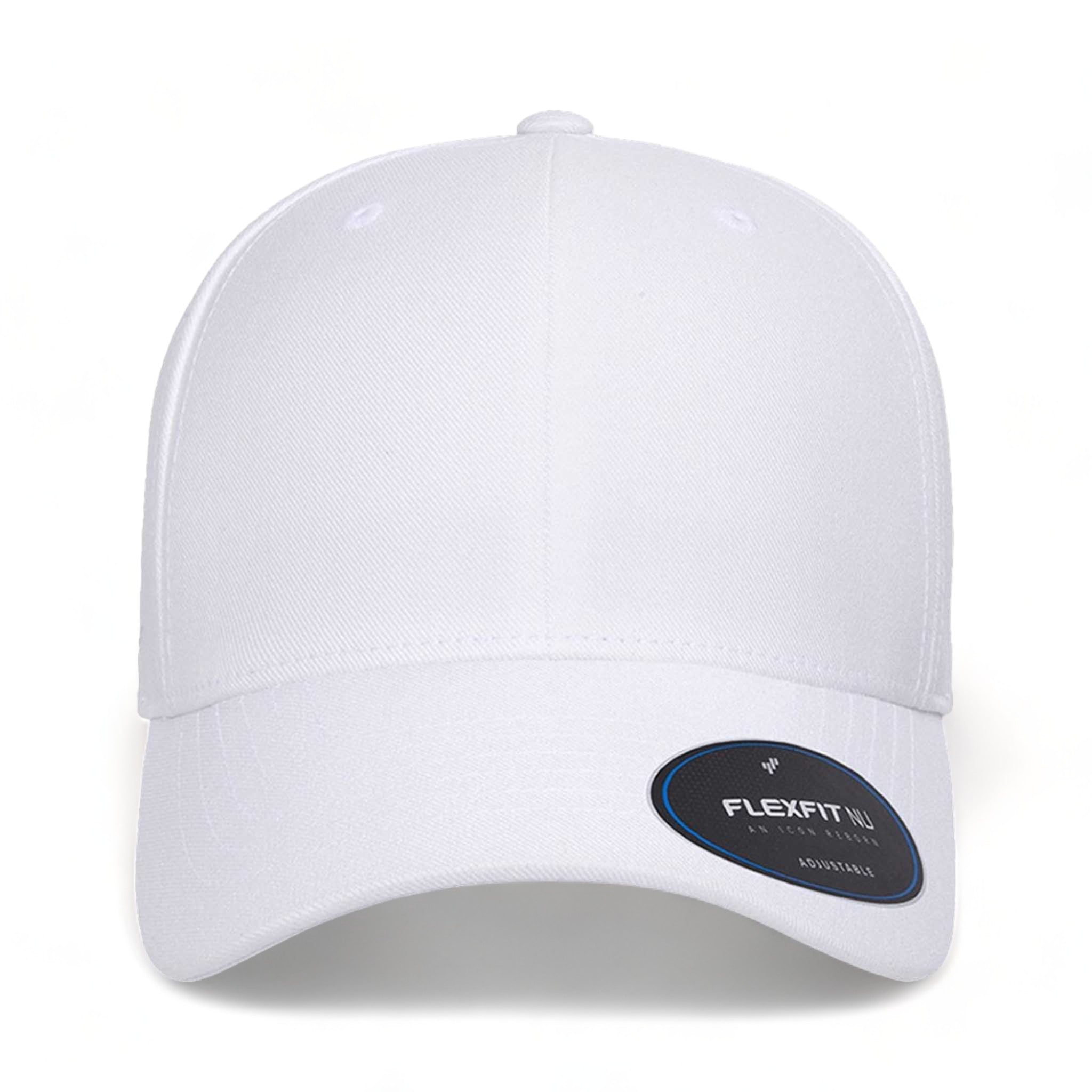 Front view of Flexfit 6110NU custom hat in white