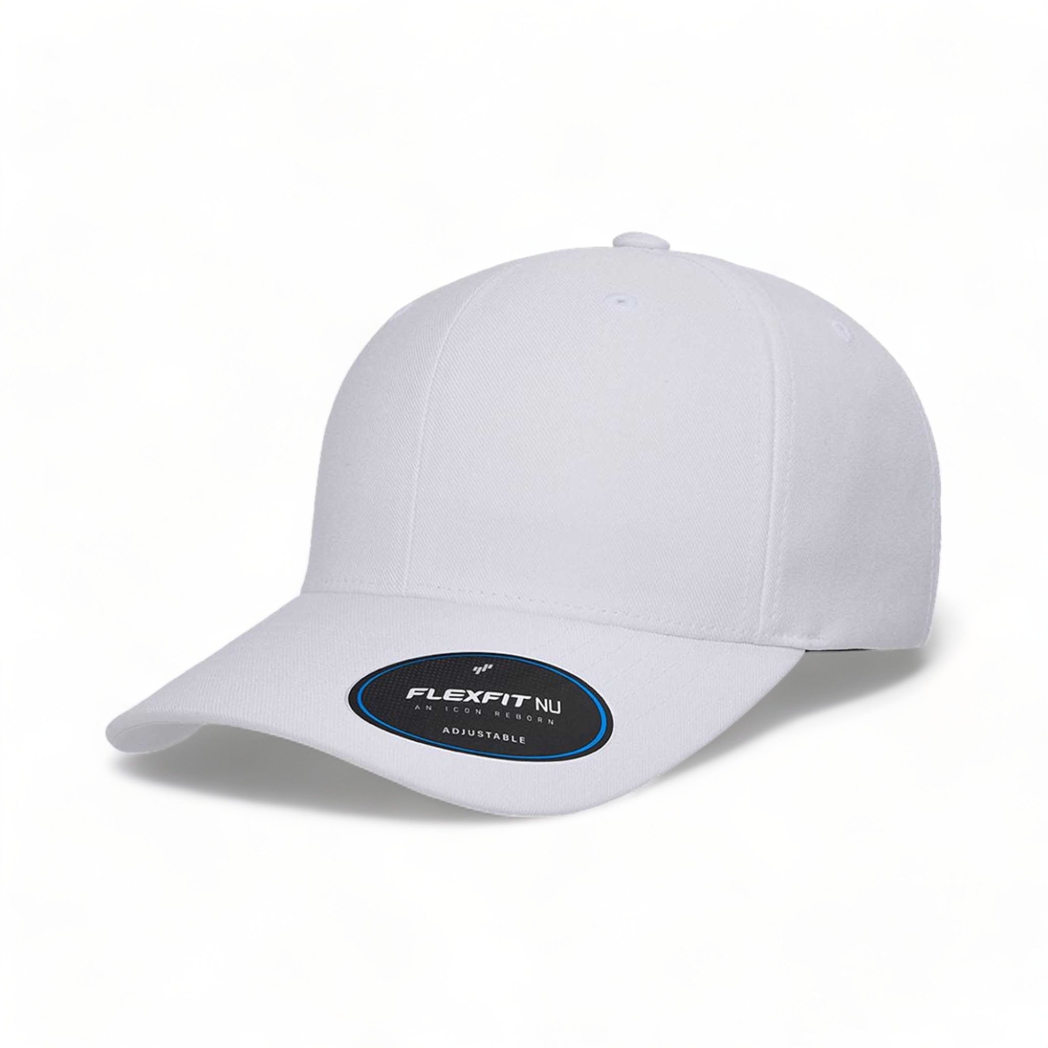 Side view of Flexfit 6110NU custom hat in white