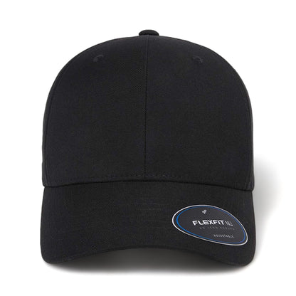 Front view of Flexfit 6110NU custom hat in black#color_black