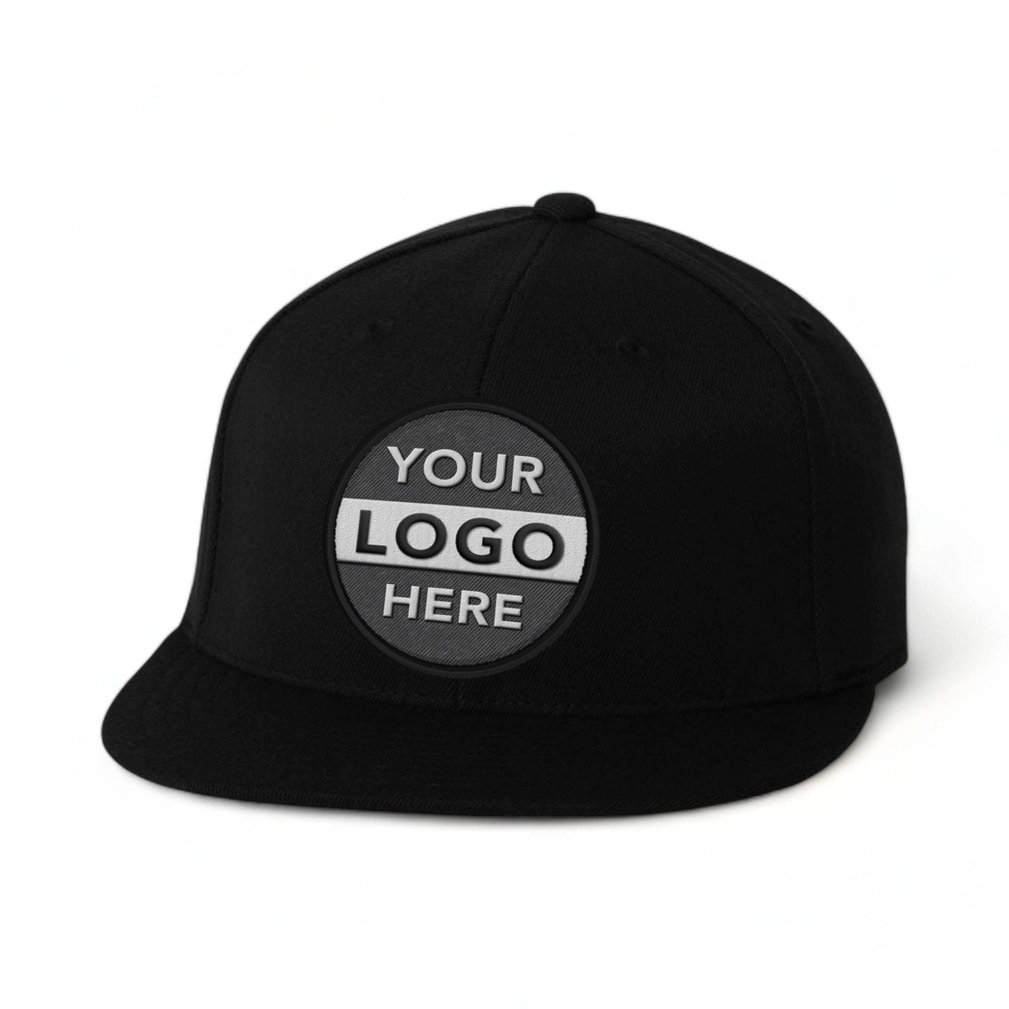 Flexfit 6210FF custom embroidered patch hat in black