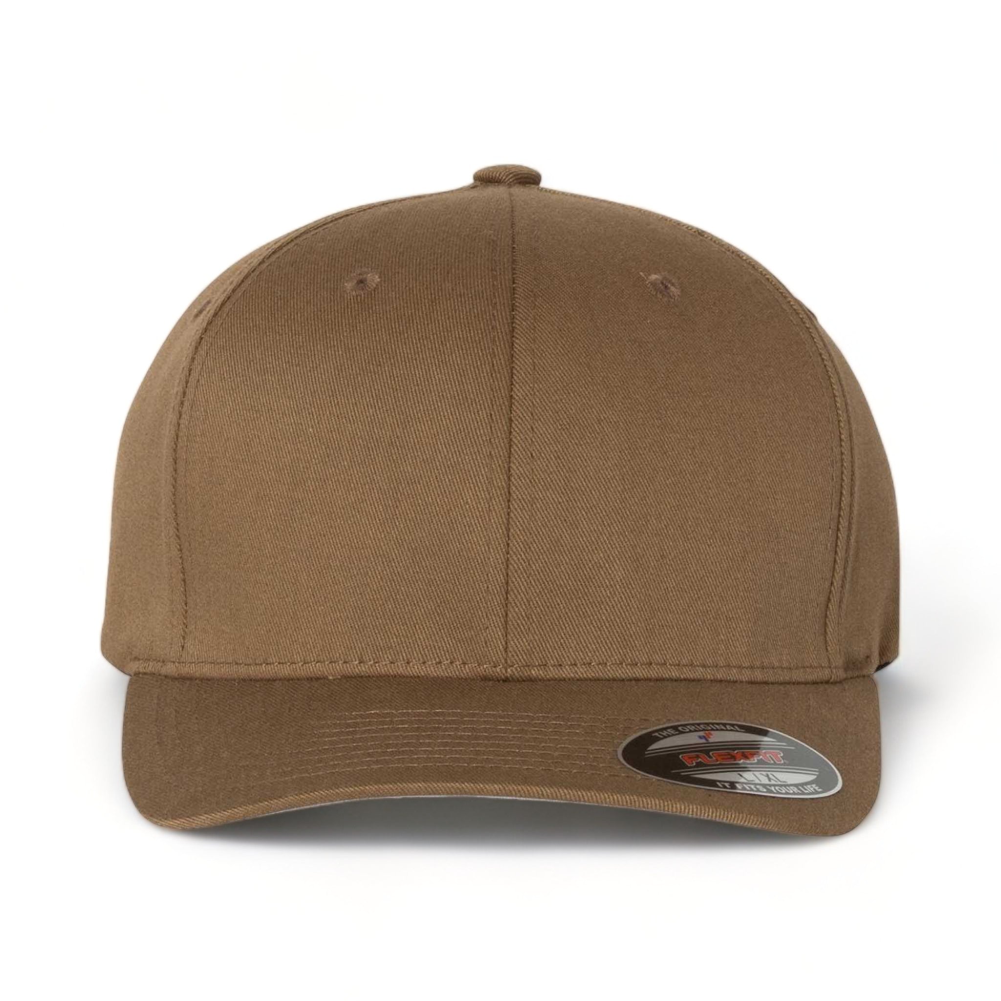 Front view of Flexfit 6277 custom hat in coyote brown