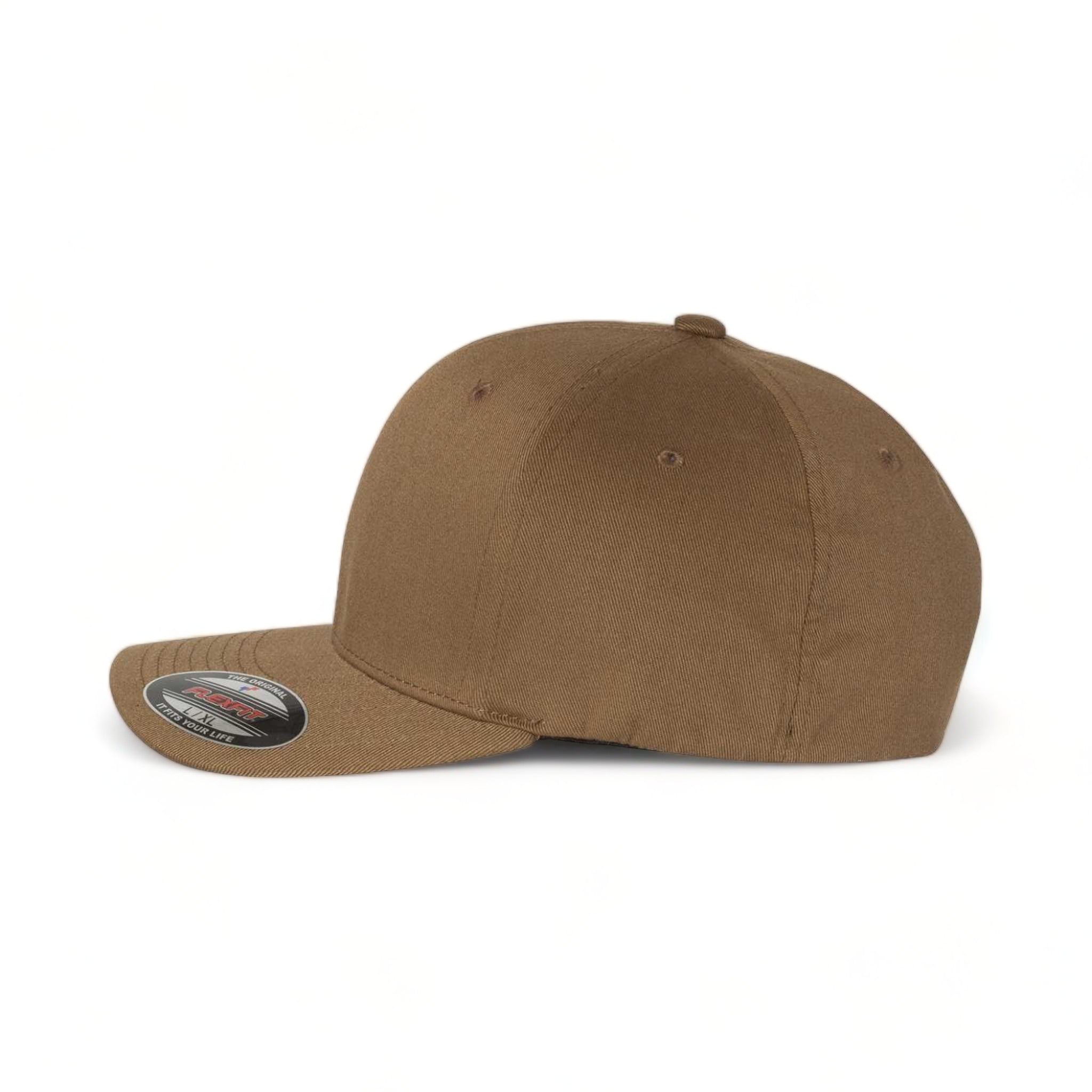 Side view of Flexfit 6277 custom hat in coyote brown