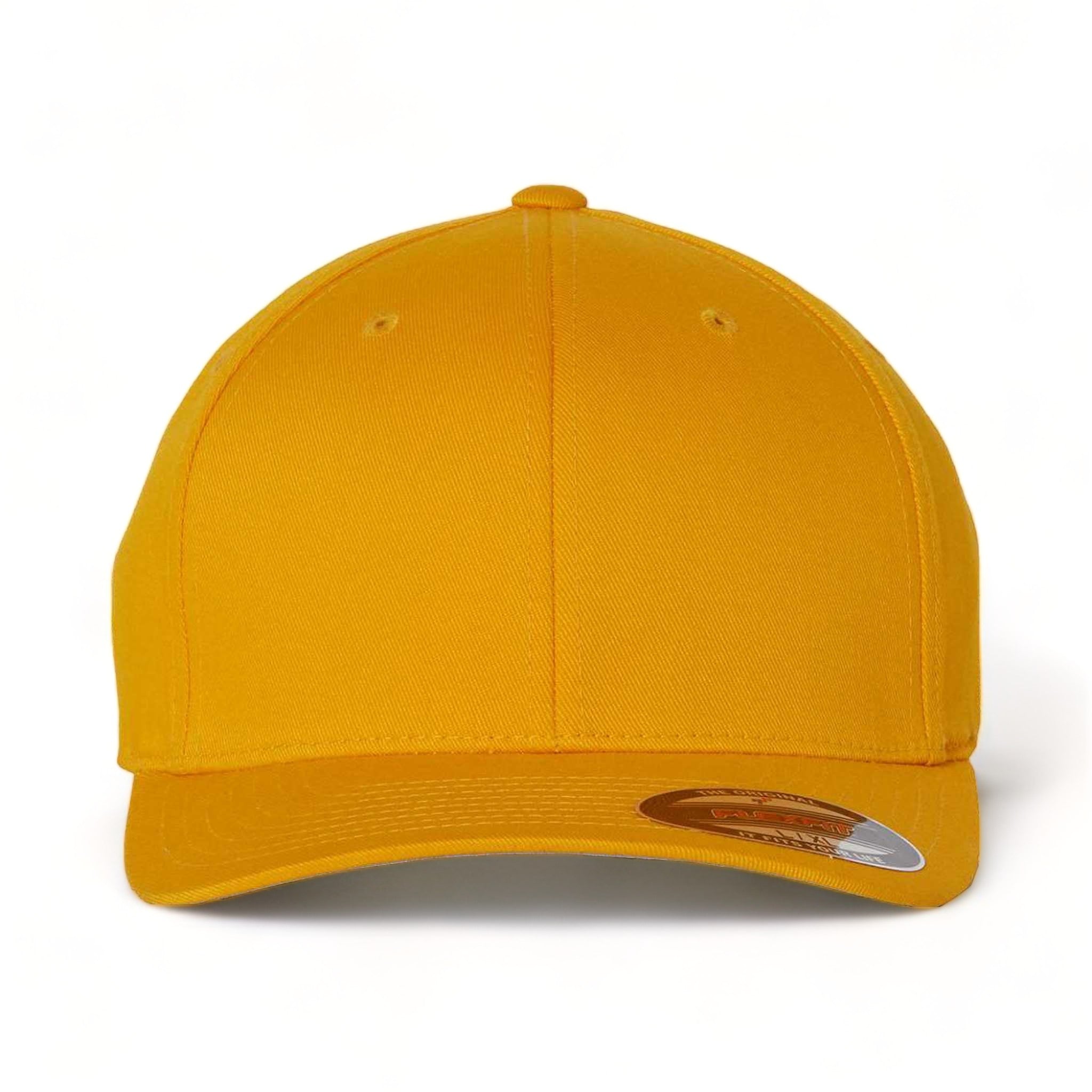 Front view of Flexfit 6277 custom hat in gold