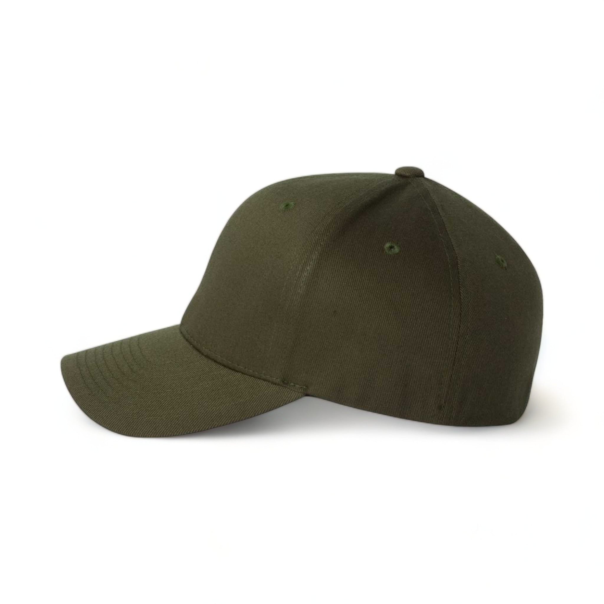 Side view of Flexfit 6277 custom hat in olive