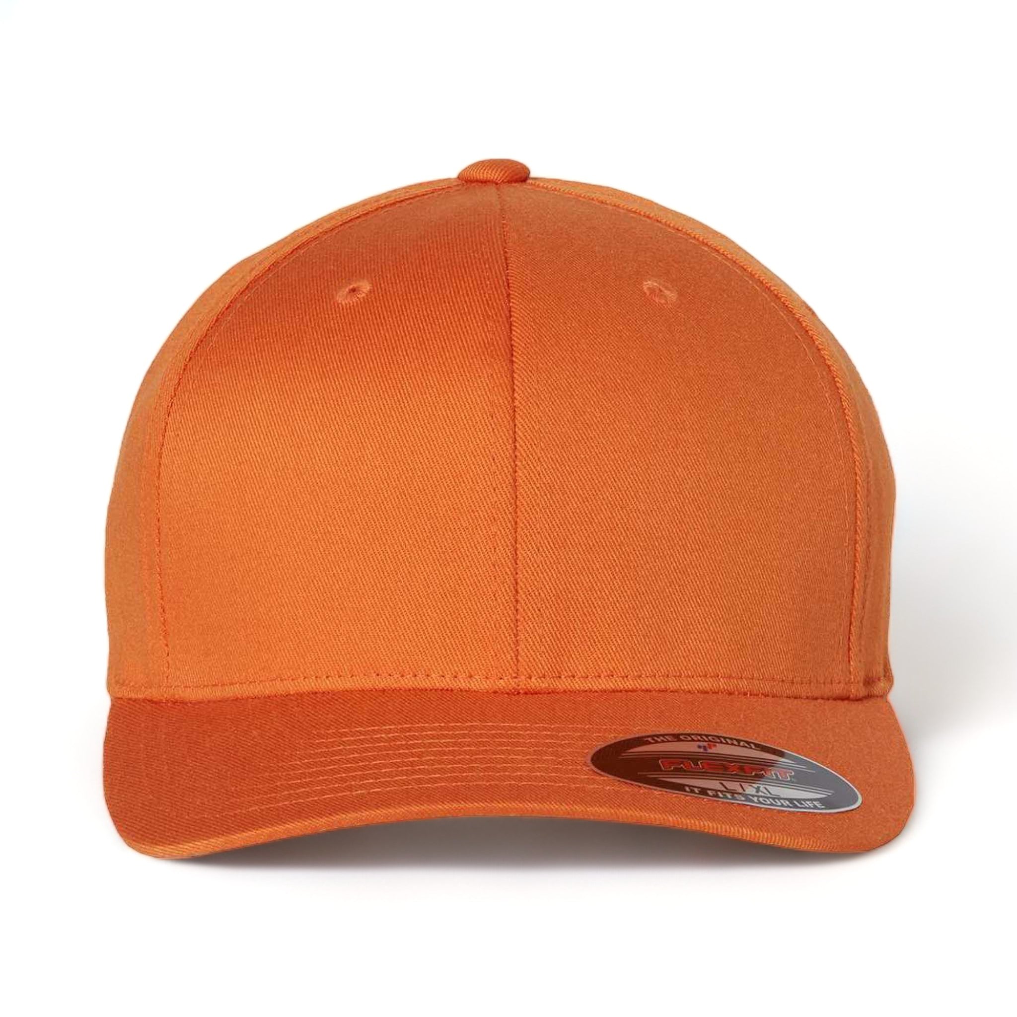 Front view of Flexfit 6277 custom hat in orange
