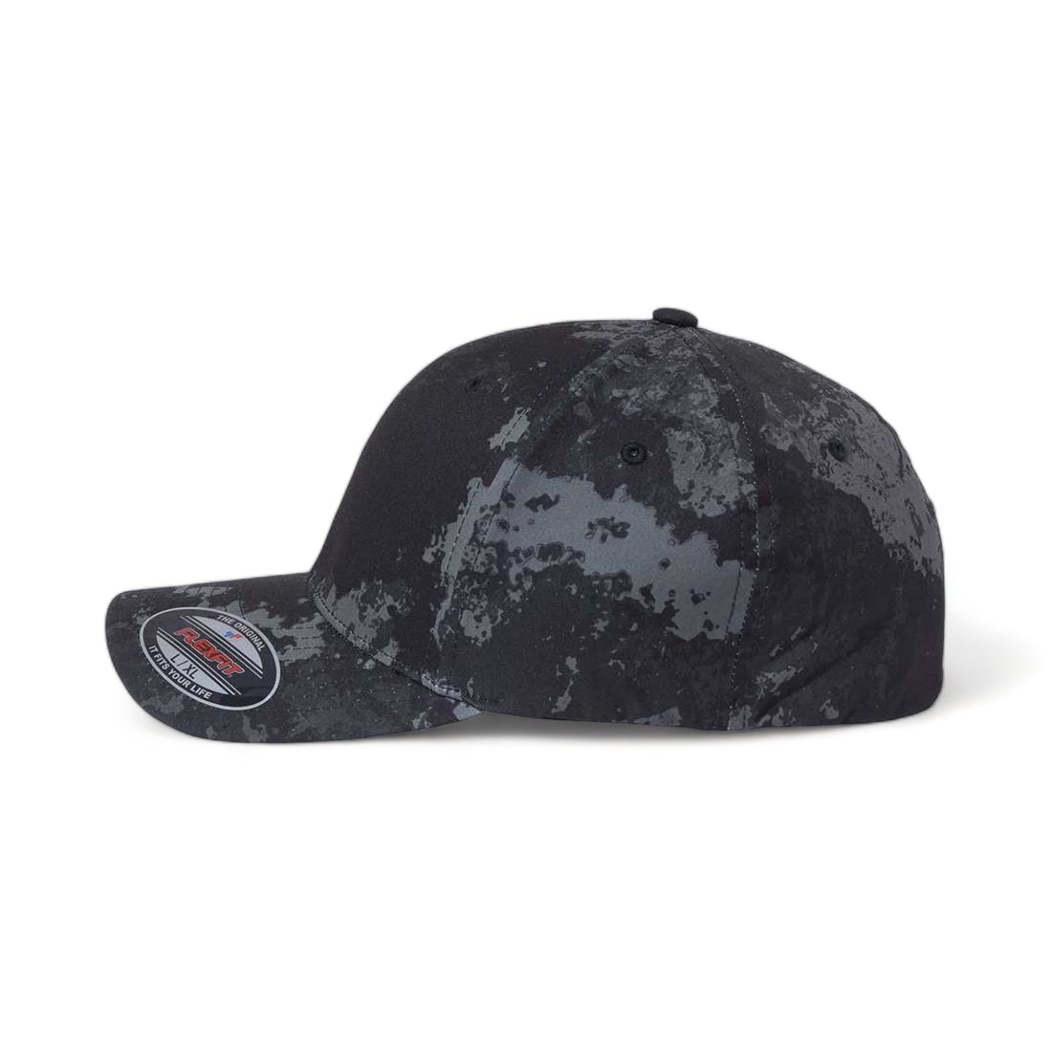 Side view of Flexfit 6277 custom hat in poseidon black
