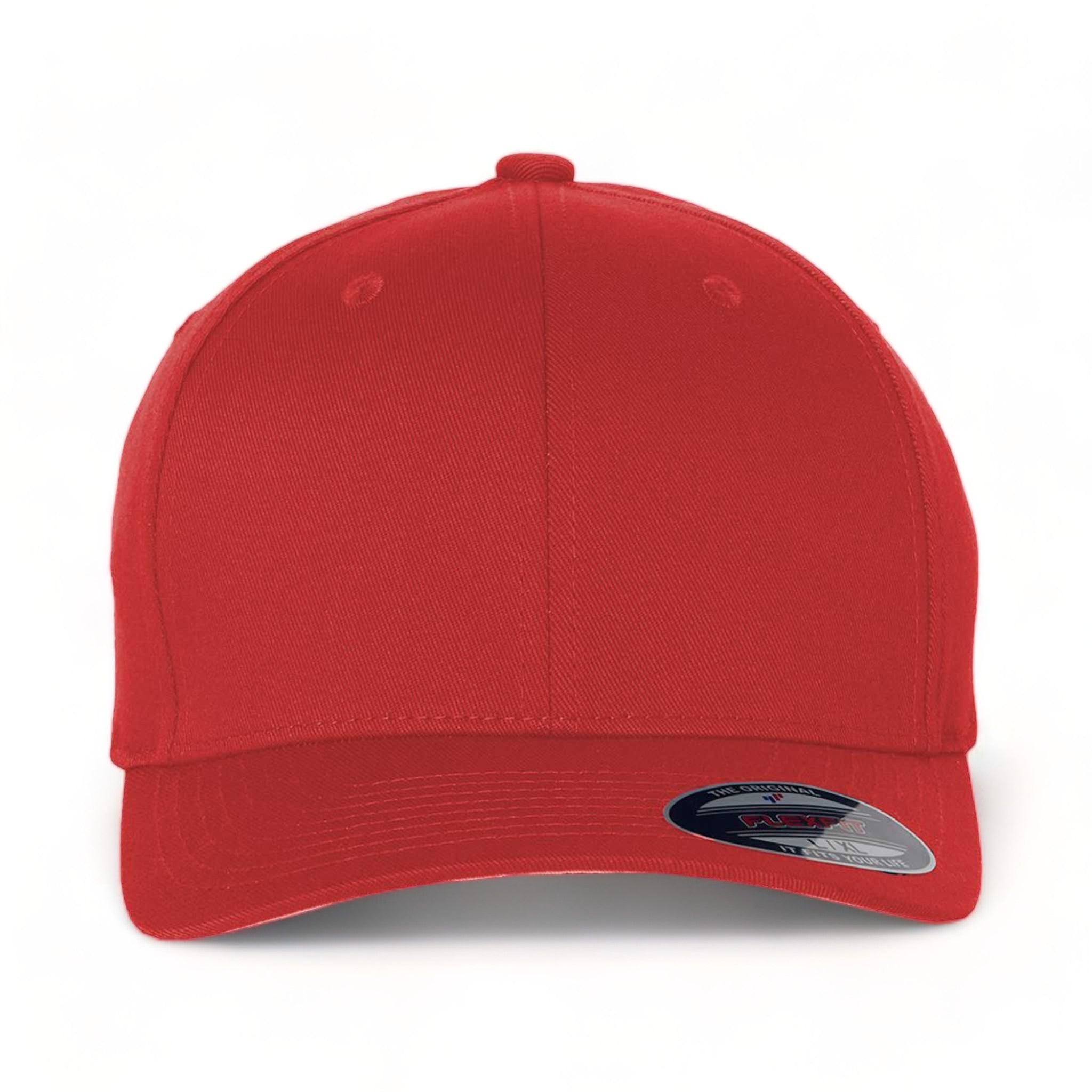 Front view of Flexfit 6277 custom hat in red