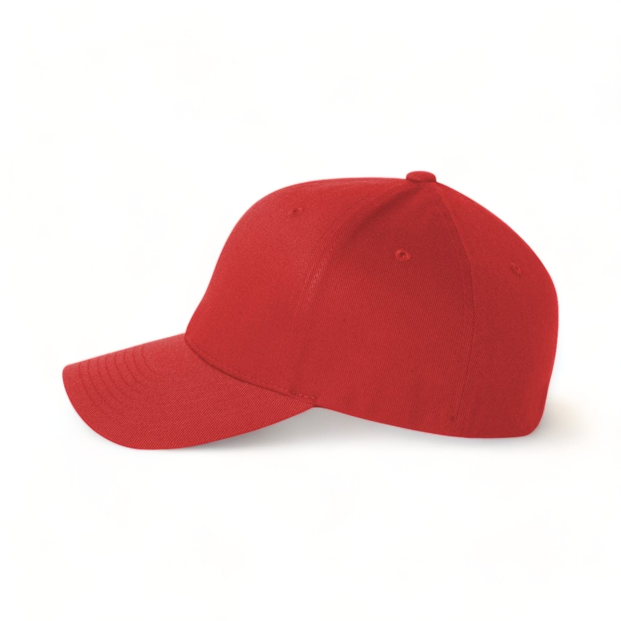 Side view of Flexfit 6277 custom hat in red